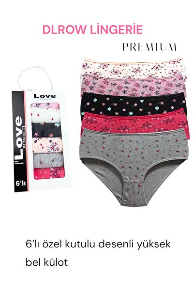 DLROW Women's Special Boxed Set of 6 Patterned High-Waisted Panties