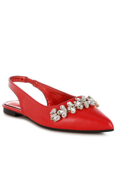 london Rag صندل مسطح مزين بالماس للسيدات باللون الأحمر