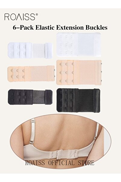 ROAISS مجموعة من 6 قطع من مشابك تمديد حمالة الصدر عالية المرونة للنساء - لتعد...