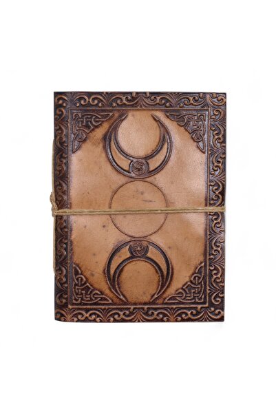 Cotomag Ръчно изработен кожен дневник, 100 страници – Тройна луна - Енергийна...