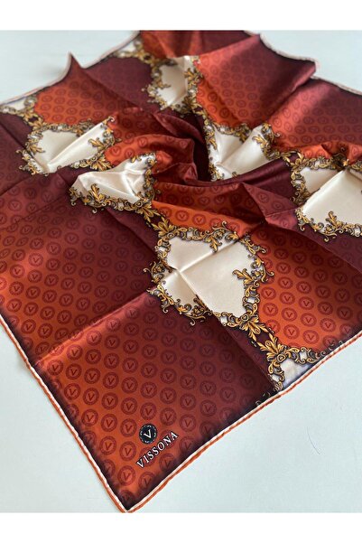 Vissona Μεταξωτό μαντήλι Tivil 14245 - 0014 - 0003 Μοτίβο μονόγραμμα με κρέμα...