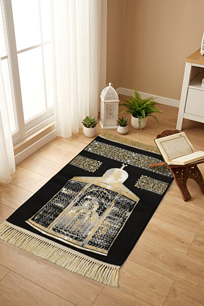 Esperya Home Lüks Kadife Dokulu Kalın Seccade 1950gr Ağır Dokuma & Pamuk Taba...