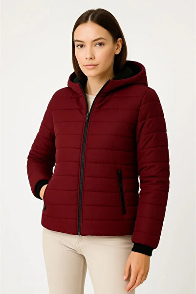 DRESSIFY WOMEN’S FASHION Jachetă gonflabilă cu cu glugă fermoare, impermeabil...