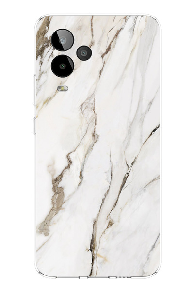 TechTree حافظة سيليكون متوافقة مع GM 24 PRO باللون الأبيض الرخامي مطبوع