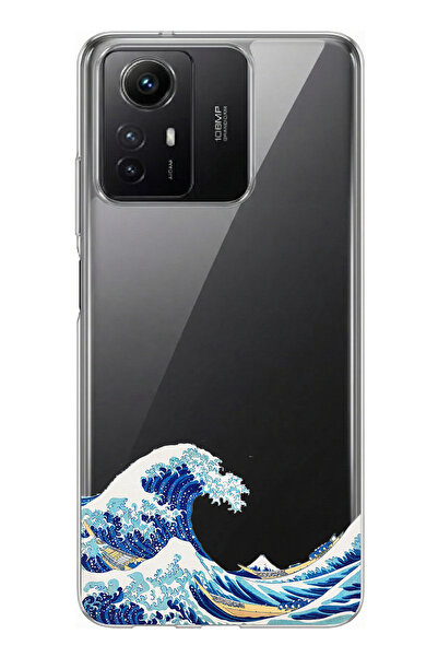 TechTree حافظة سيليكون مطبوع متوافقة مع هاتف Redmi Note 12S بتصميم موجة كاناغ...