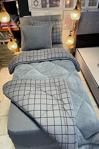 VENTİ VENTİSCA طقم لحاف وغطاء وسادة مفرد من القطن الويلسوفت بنقشة مزدوجة الجا...