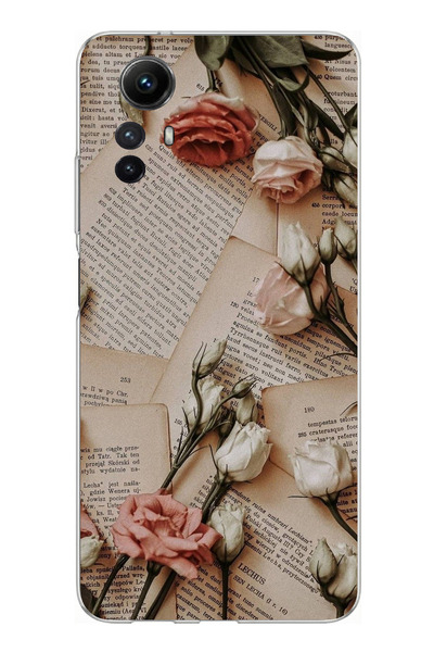 TechTree حافظة سيليكون مطبوع متوافقة مع هاتف Redmi Note 12S بتصميم الورود الص...