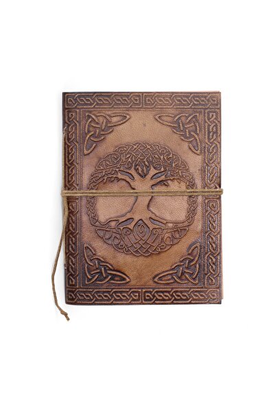 Cotomag Ръчно изработен кожен дневник, 100 страници – Символ на Дървото на Си...