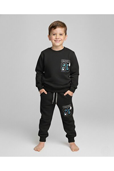 VOY KİDS Set de trening compact pentru băieți de tranziție spate cu imprimeu 4-5-6-7-8 ani