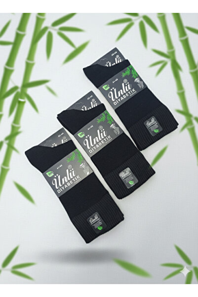 ÜNLÜ ÇORAP Ciorapi pentru bărbați diabetici, negri, 3 perechi