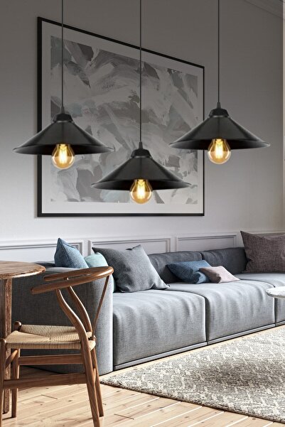 Genel Markalar Japon 3 Adet Siyah Tekli Sarkıt Avize - Salon - Mutfak - Banyo...