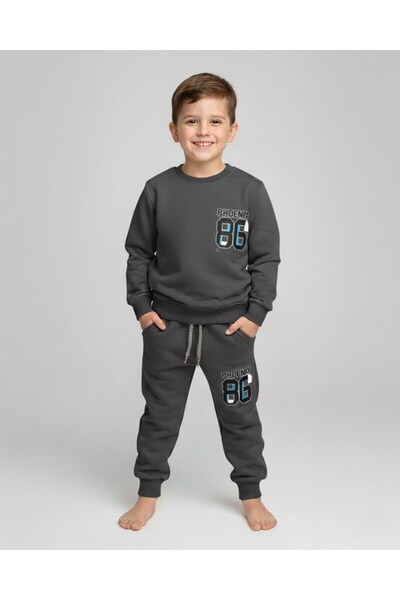 VOY KİDS Set de trening compact pentru băieți de tranziție spate cu imprimeu 4-5-6-7-8 ani