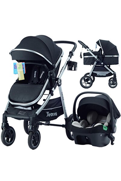 YOYKO Luxury i-Size Travel Sistem Bebek Arabası 3 in 1 Siyah Silver