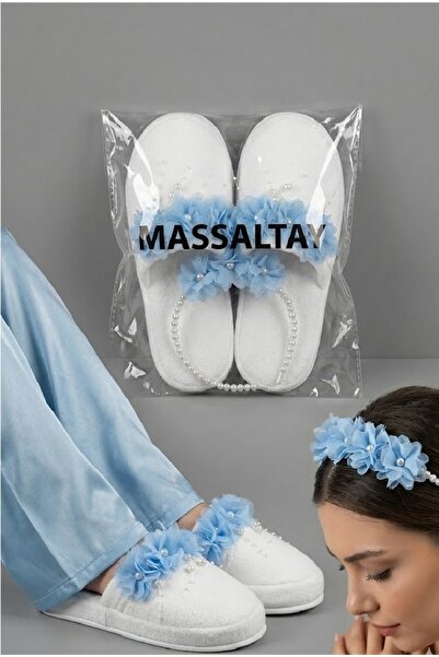 Massaltay مجموعة شباشب وتيجان الأمومة المزينة بالزهور واللؤلؤ – الأناقة والرا...