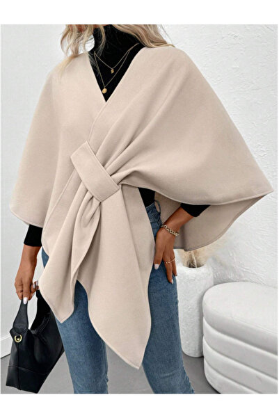 blck & premium Double-Breasted Detail Cashmere Fabric Poncho