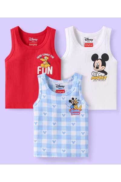 Babyhug Disney Interlock Vests With Mickey and Friends Graphic (Pack of 3) - ...