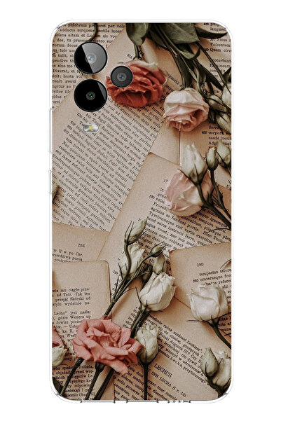 TechTree حافظة سيليكون مطبوع متوافقة مع GM 24 PRO بتصميم ورود الجريدة الرجعية