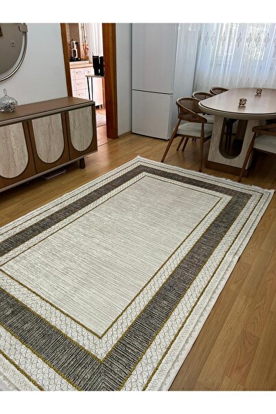 HTC HALI Dijital Baskılı Yıkanabilir Kaymaz Deri Tabanlı Leke Tutmaz Dekorati...