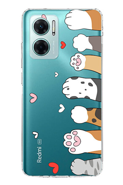 TechTree حافظة سيليكون مطبوع متوافقة مع هاتف Redmi Note 11E بتصميم مخالب القط...