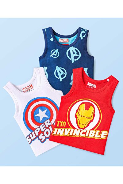 Babyhug Marvel سترات صوفية بلا أكمام مزينة برسومات أفنجرز (عبوة من 3 قطع) - م...