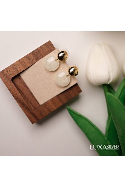 luxa silver jewellery Çelik Sedefli Boncuk Küpe •Çelik Boncuklu Küpe • 516 L ...