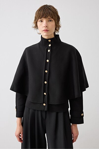 TERZİ DÜKKANI Td440 Daphne Steel Knitted Women's Cardigan Black