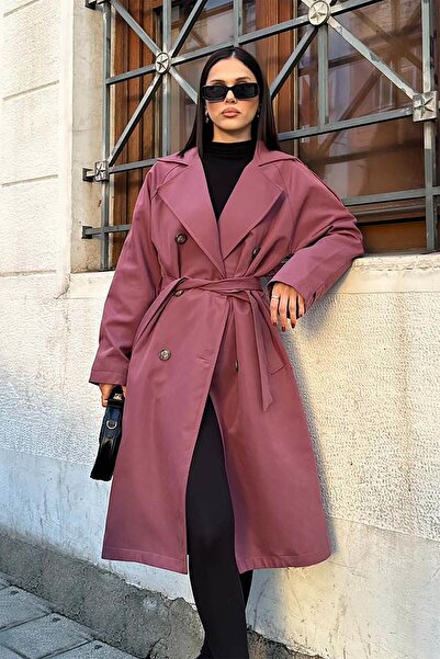 My Loore Women's Bondit Fabric Waterproof Trench Coat |   Belted Mlb127