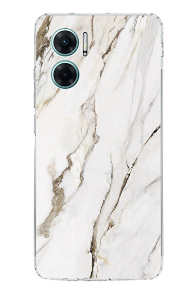 TechTree حافظة سيليكون متوافقة مع هاتف Redmi Note 11E باللون الأبيض الرخامي م...