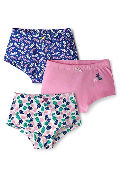 Pine kids Cotton Elastane Knit Panties with Floral Print Pack of 3 - Multicolor