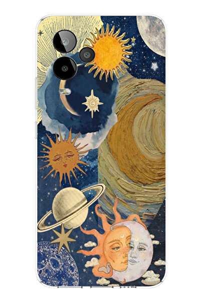 TechTree حافظة سيليكون مطبوع متوافقة مع GM 24 PRO بتصميم الكون الشمسية والقمرية