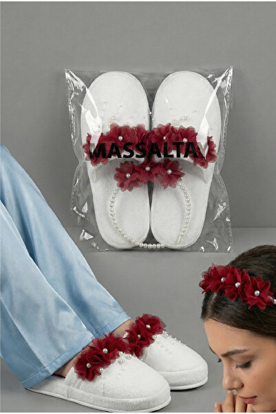 Massaltay مجموعة شباشب وتيجان الأمومة المزينة بالزهور واللؤلؤ – الأناقة والرا...