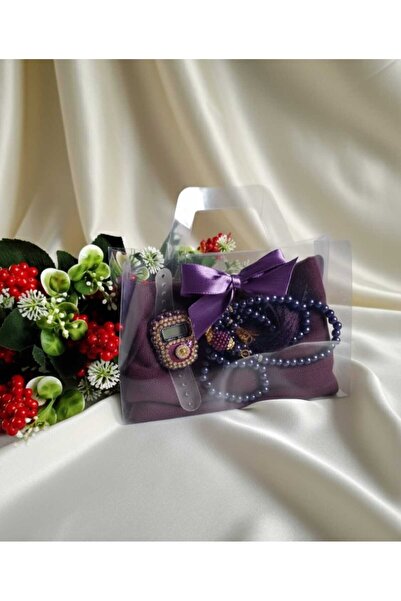 hira tasarım 1 Adet Hac Umre Seti Hediyelik Başörtü İnci Tesbih Taşlı Zikirma...