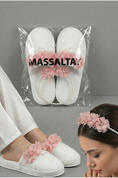 Massaltay مجموعة شباشب وتيجان الأمومة المزينة بالزهور واللؤلؤ – الأناقة والرا...