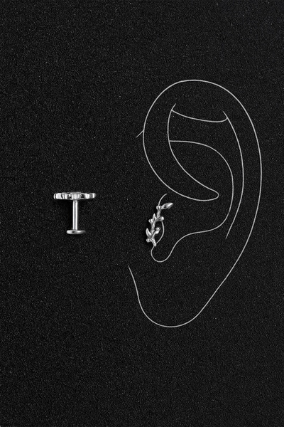 ömay takı Zeytin Dalı 316l cerrahi çelik Tragus Helix Conch Piercing