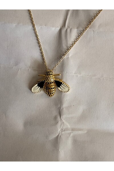 botanica Minimal Arı Figürlü Gold Renk Çelik Kolye