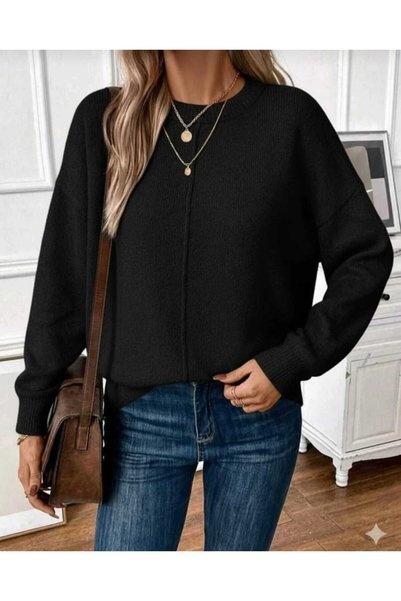 EKİN DEMİR Oversized Casual Model Crew Neck Long Sleeve Knitwear Sweater