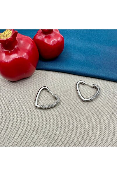 Opia Takı & Aksesuar Zircon Stone Heart Hoop Imported Earrings