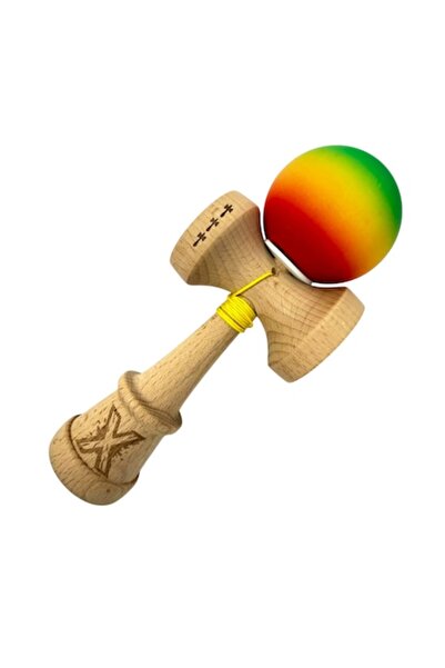 LEIBOO Kendama X - Mâner din cauciuc, Cupă mare V3, Lemn, 18 cm, Rulment meta...