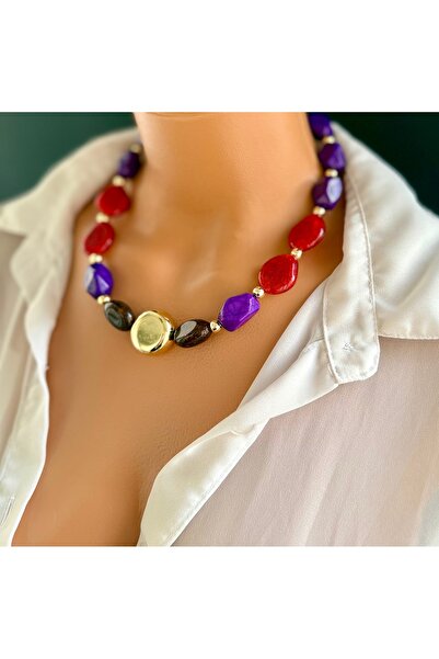 Limi Design قلادة بتصميم خرز ذهبي ملون