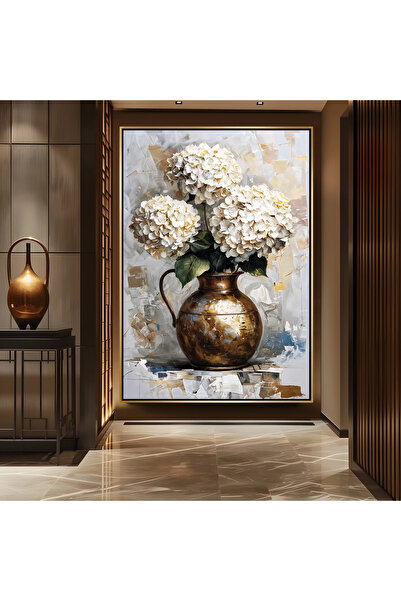 EMYA HOME Bouquet in a Vase Canvas Painting with Gold Metal Frame