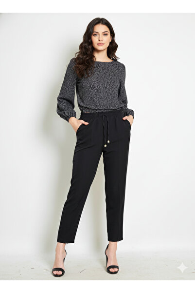 EQRUO FASHİON Kadın Yüksek Bel Rahat Kesim Pantolon