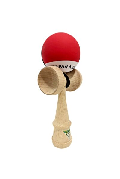 OEM Kendama USA PRO KROM roșie cu mâner de cauciuc, coardă lungă, din lemn, v...