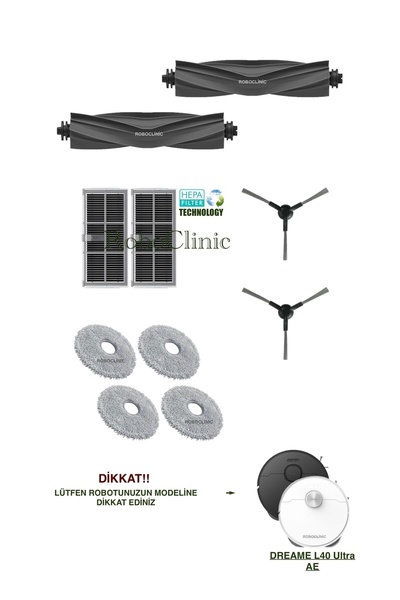 Roboclinic فرشاة بديلة متوافقة مع مكنسة Dreame L40 Ultra AE الروبوتية، فلتر ه...