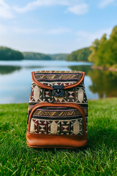 Butik حقيبة ظهر صغيرة منسوجة من Jeanolog Etnik Bohem (قد تختلف مواقع النمط)