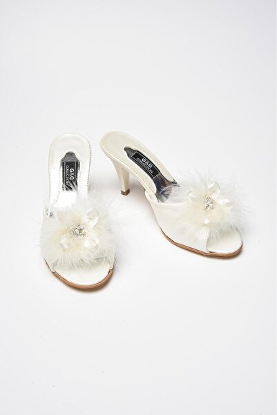 MİSS AYZA İÇTEN GELEN ŞIKLIK Gc 130 Stone Feather Bridal Dowery House Slippers