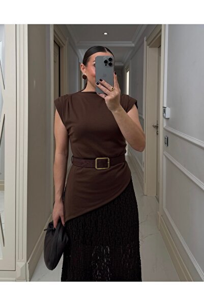 Mzr Collection Дамска блуза с асиметричен крой и набрани детайли