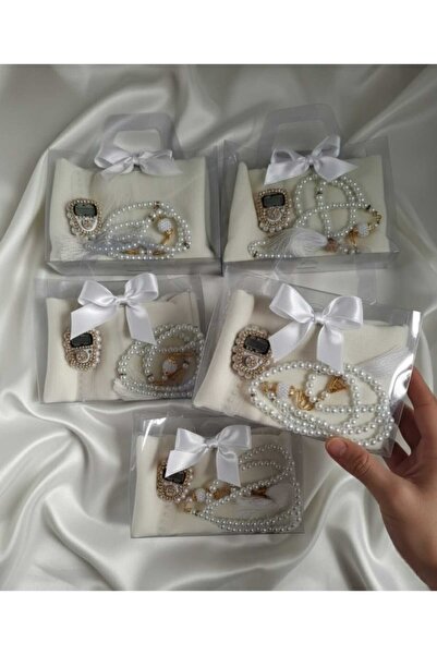 hira tasarım 10 Adet Hac Umre Seti Hediyelik Başörtü İnci Tesbih Taşlı Zikirm...