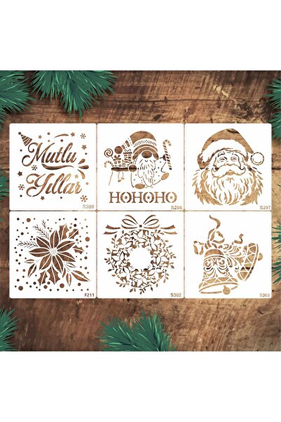 STENCİLTASARIM Stencil Tasarım S298 15x15cm Yılbaşı Seti SET59 ,Duvar, Eşya,k...
