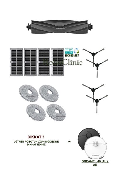 Roboclinic فرشاة بديلة متوافقة مع مكنسة Dreame L40 Ultra AE الروبوتية، فلتر H...