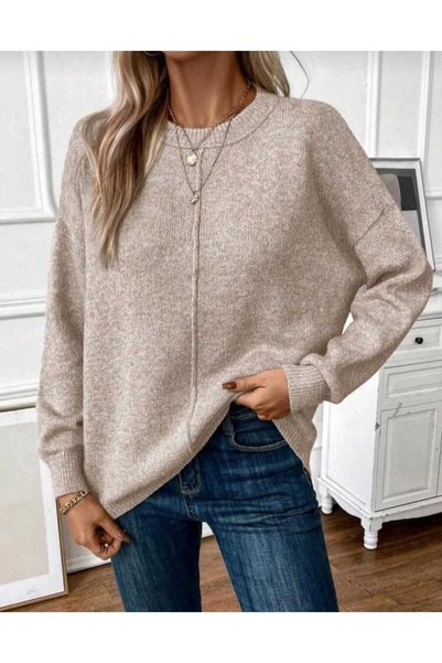 EKİN DEMİR Oversized Casual Model Crew Neck Long Sleeve Knitwear Sweater